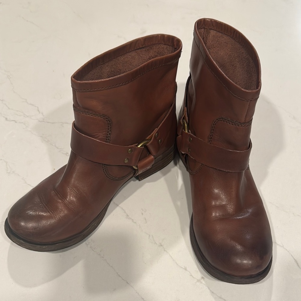 Lucky Brand Brown Ankle Booties with Buckle Detail